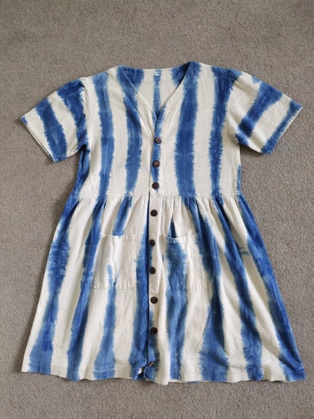 NARIDA Tie-dyed Textured Cotton Midi Dress